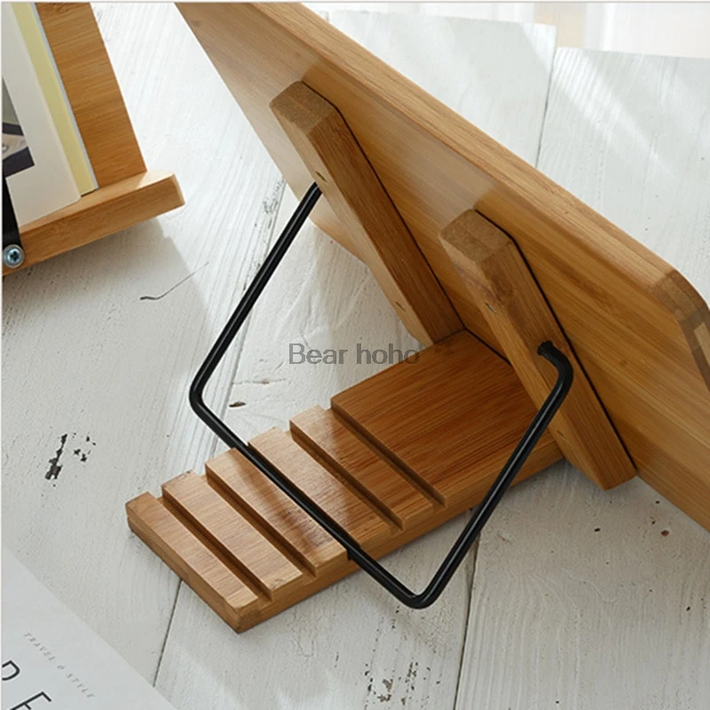 Bamboo Book Stand Adjustable Holder Tray with Page Paper Clips Cookbook Reading Desk Portable Sturdy Lightweight Bookstand | Канцтовары