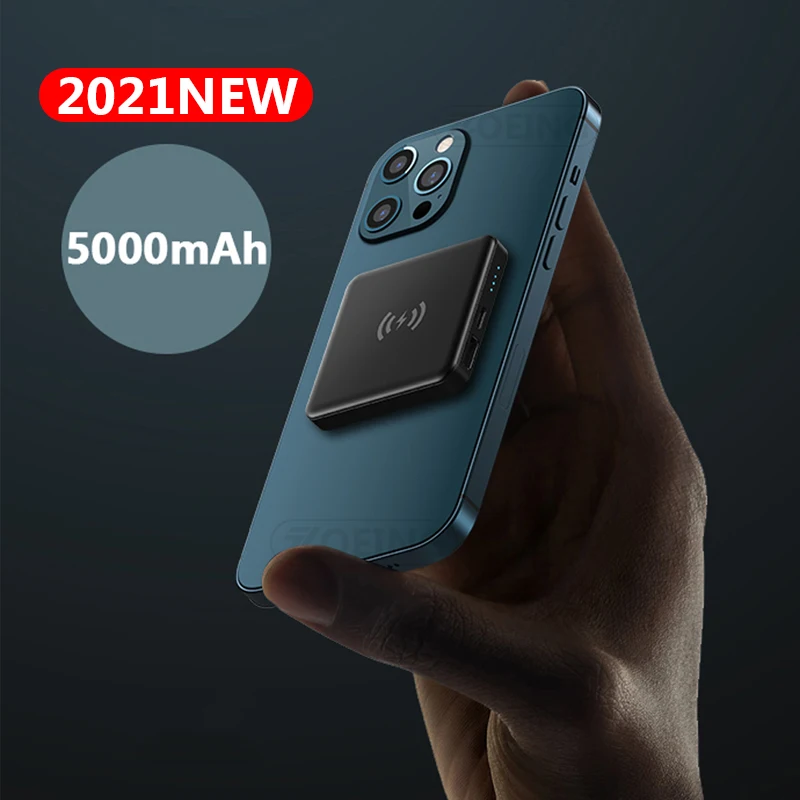 5000mah magnetic wireless charger portable powerbank for iphone 12 13 pro max magnet power bank external battery fast charging free global shipping