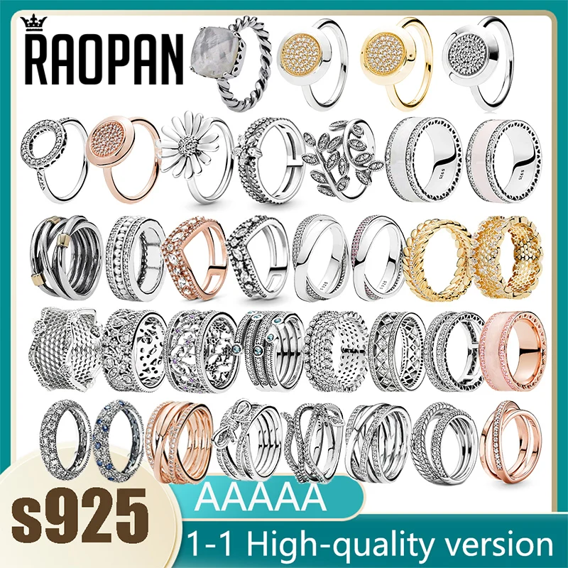

RAOPAN 925 пробы Серебряное составное любовное кольцо, Свадебная вечеринка, Женский Подарок на годовщину помолвки