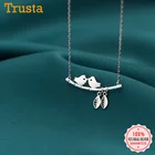 Женское ожерелье из серебра 925 пробы, с подвеской в виде птицы