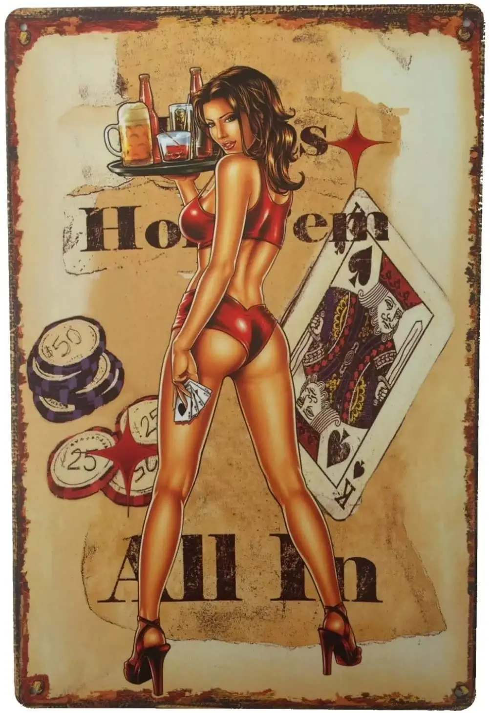 

Holdem все в покере жестяной знак металлическая Новинка Ретро винтажная настенная табличка 8x12 дюймов декоративный знак-идеально подходит для ...