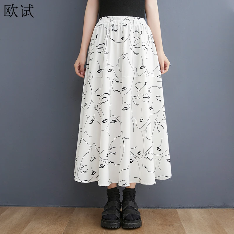 

Oversized Summer Women Print Floral Cartoon Skirt Loose Casual Woman Femme Skirts Ladies New Arrival Fashion Floral Skirt 2021