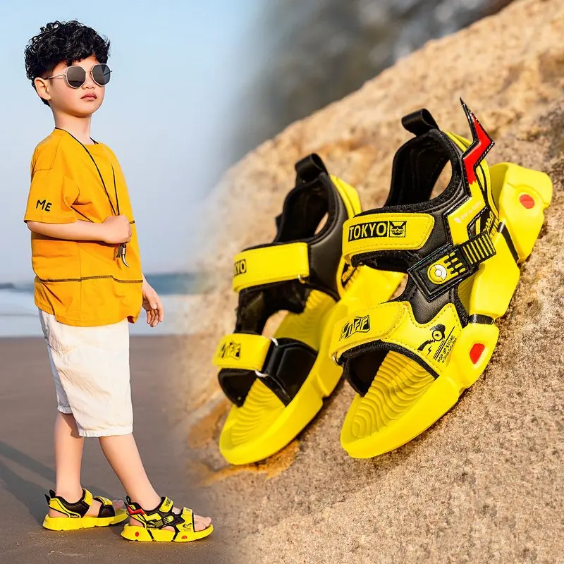 

Fashion New Summer Kids Sandals Fashion Sandalias Childrens Shoes Non-slip Soft Bottom Leather Boys Casual Sandals for Children