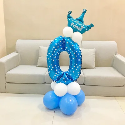 Blue 0 1 комплект воздушные шары в форме цифр номер Фольга воздушные шары на день рождения, свадьбу, Рождество вечерние Декор поставки на день рождения воздушные шары - Цвет: Blue 0