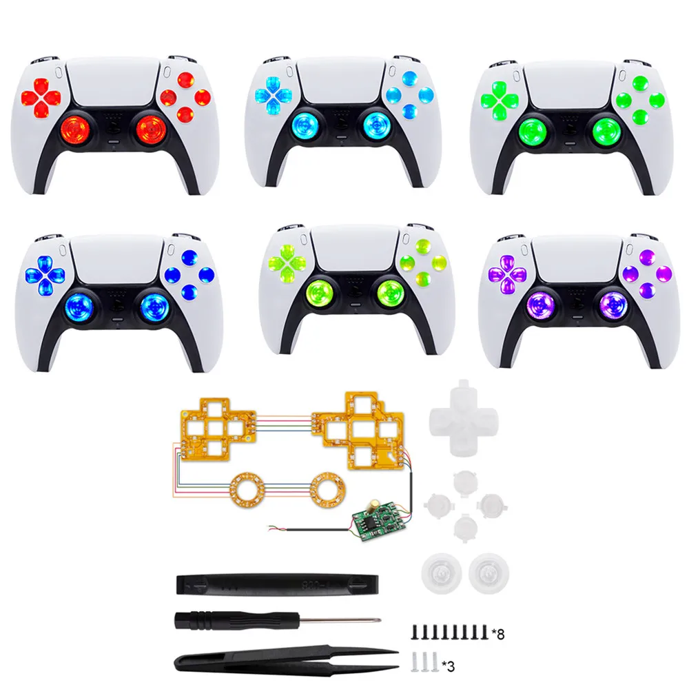 Для PS5 6 цветов подсветка D-Pad аналоговые кнопочные светодиодные кнопки для