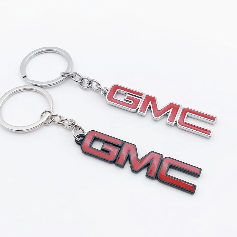 

Car KeyChain For GMC Metal Emblem Black Red Badge KeyRing JDM RACING Auto Accessories