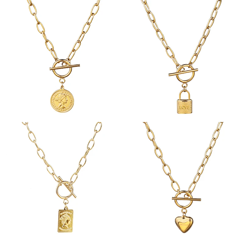 Ожерелье из нержавеющей стали в стиле панк ювелирные изделия женское длинное