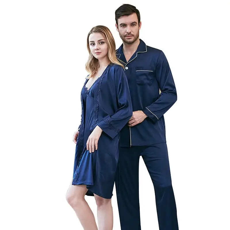 Атласная пижама из вискозы для пар комплект пижам женщин и мужчин домашняя