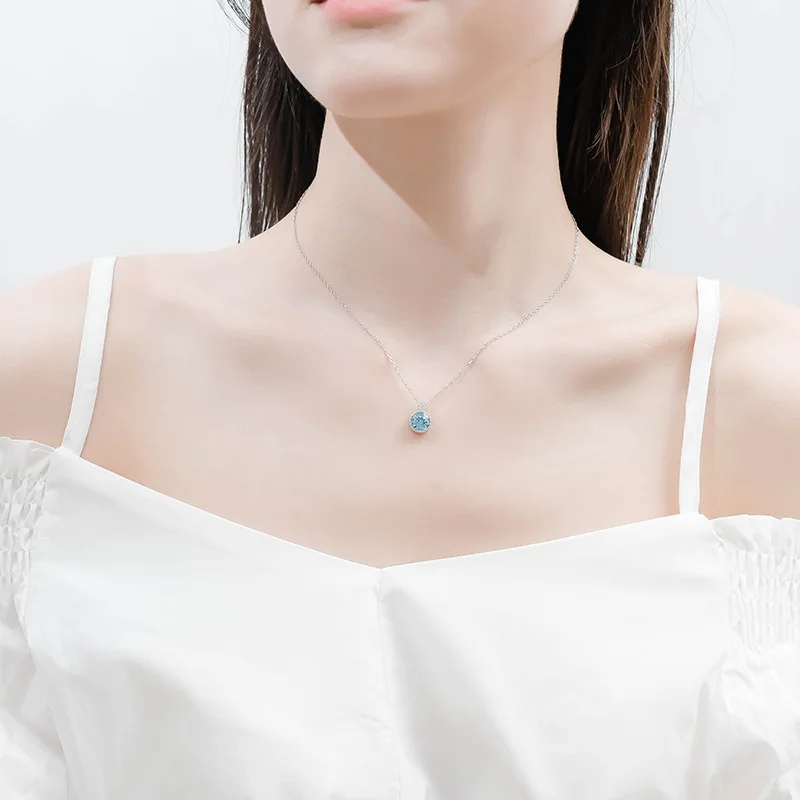 

The Heart Of the ocean 925 sterling silver necklace fashion joker collarbone chain women's Austrian crystal simple high grade