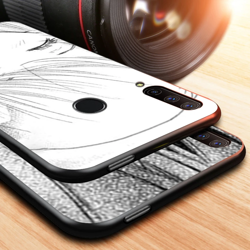 

Black Soft TPU Cover Cute Japan Cartoon Girl for Honor 9X 9 Lite 8S 8C 8X 8A 8 2019 2020 7A 7S 7C Pro Phone Case