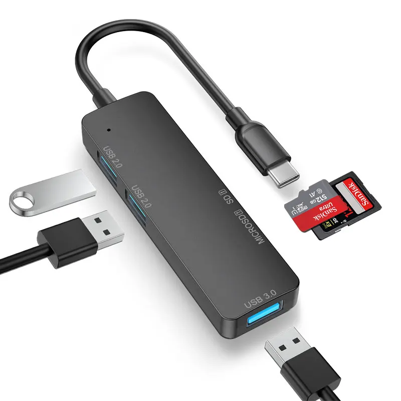 Адаптер-концентратор Mosible для OTG USB C Thunderbolt 3 Type C, USB-разветвитель, кардридер TF SD, концентратор 3,0/2,0 для Samsung Xiaomi Macbook Pro/Air - изображение