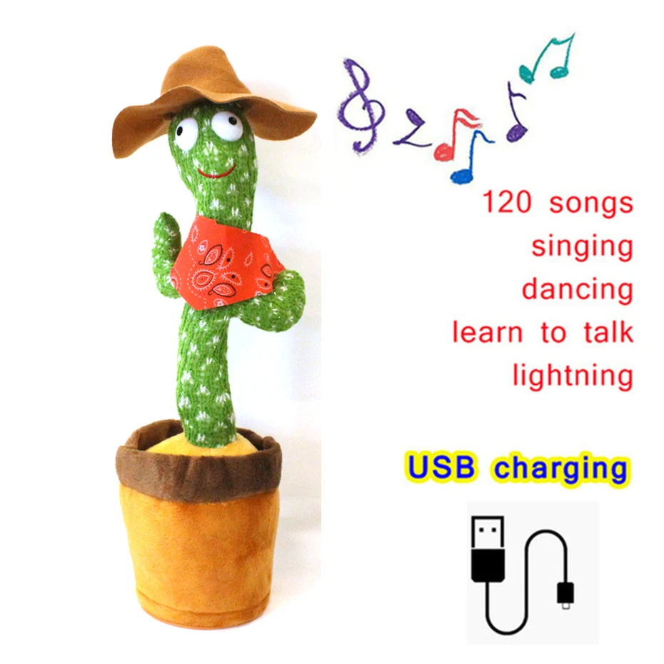 

Dancing Cactus Talking Cactus Stuffed Plush Toy Electronic Toy With 120 English Song Plush Cactus Potted Toy Early Education Toy