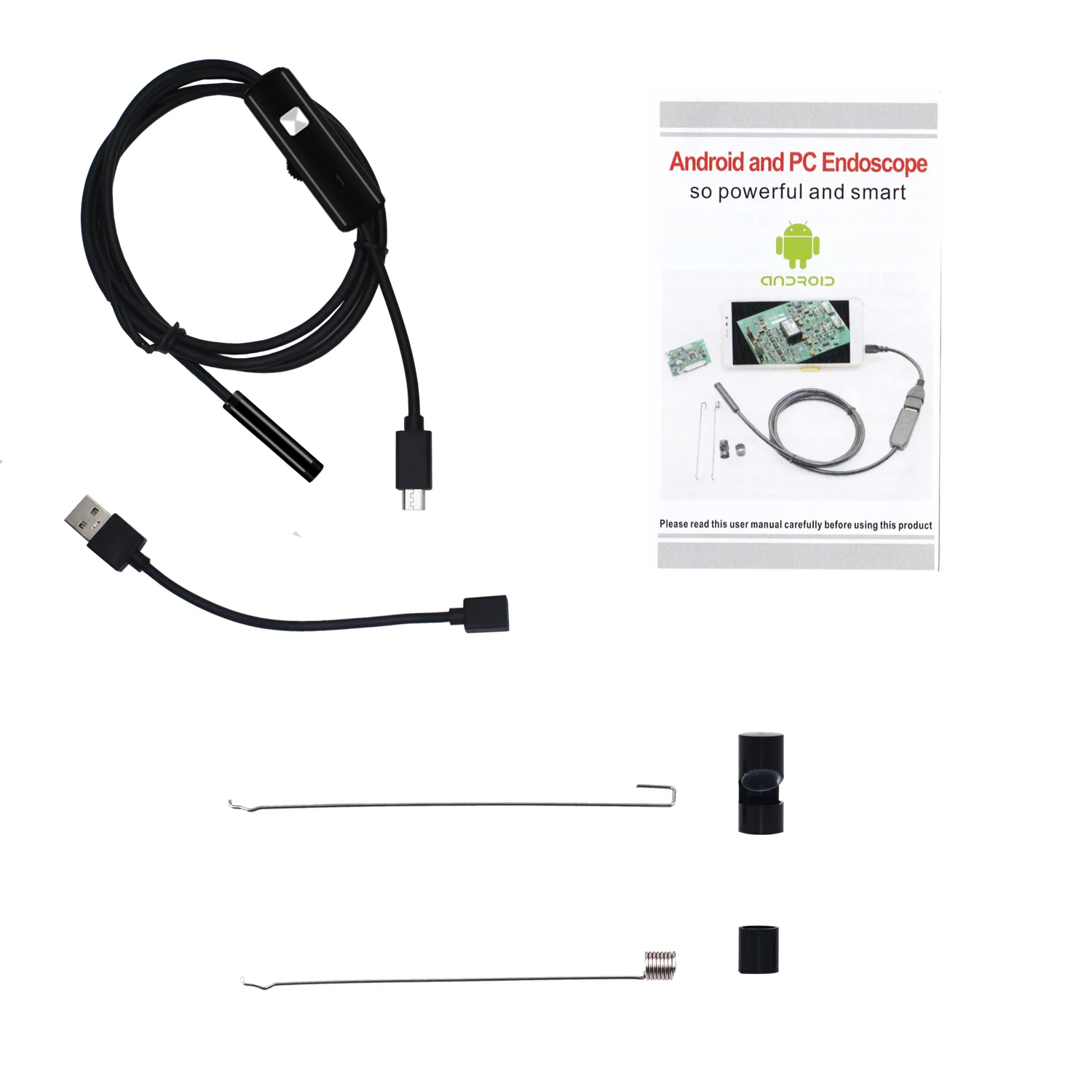Водонепроницаемая эндоскопическая камера HD с 6 светодиодами для Android и ПК 7 мм 5 1/1