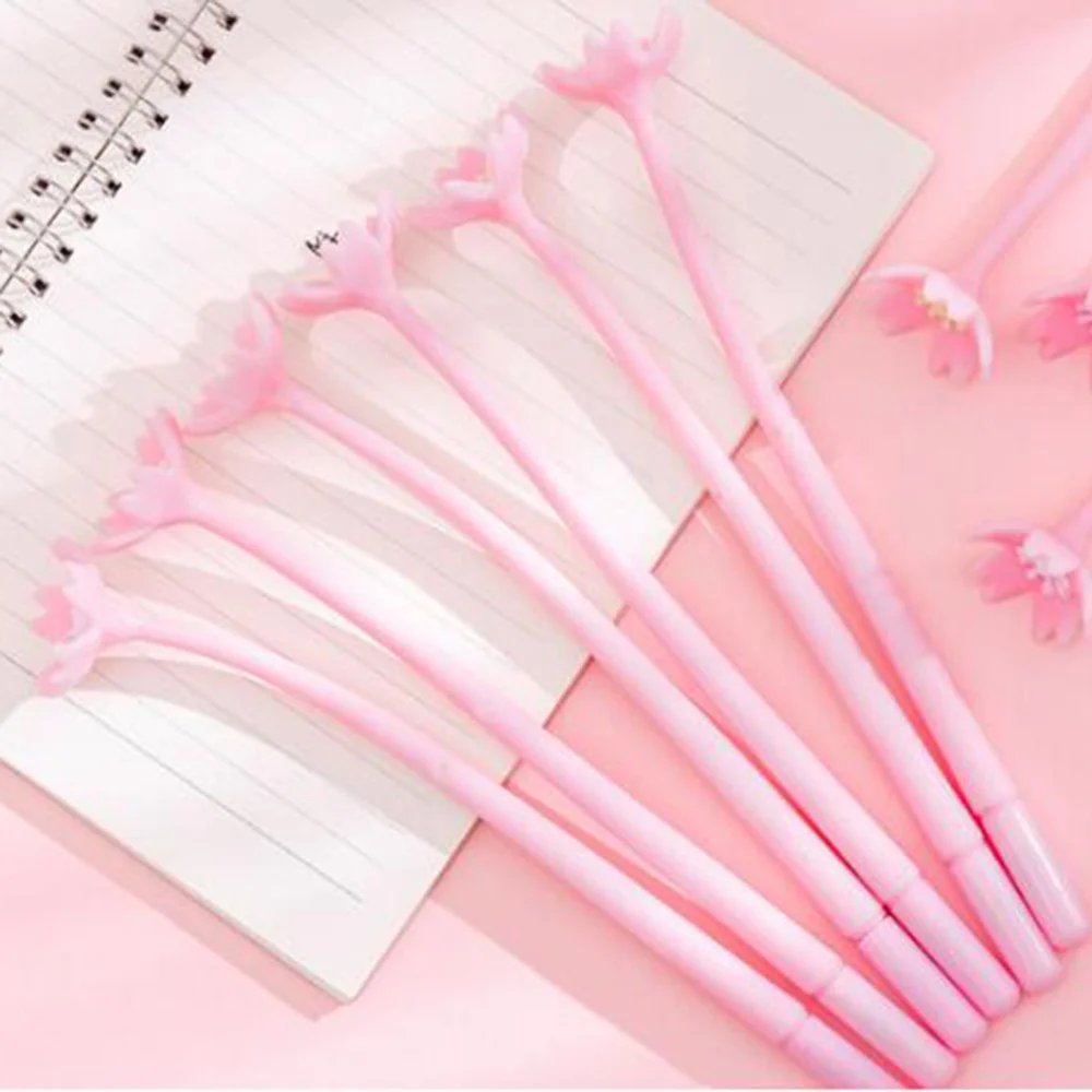 

12pcs Pen Lovely Sakura Rollerball Pen Creative Romantic Pen 6 White Bud 6 Yellow Bud