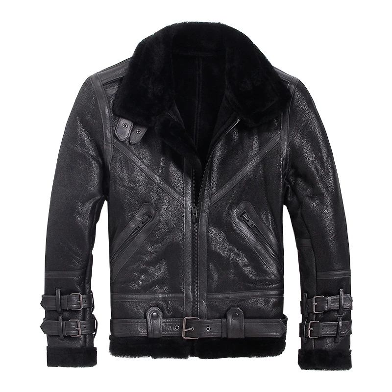 

sheepskin Men's winter coat, real motorcycle short sheep skin coat, jacket