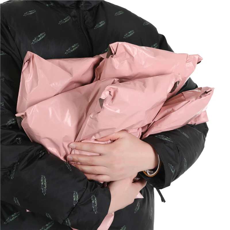 INPLUSTOP New Pink Color Envelope Storage Bags PE Plastic Courier Shipping Bag Waterproof Self Adhesive Seal Pouch Mailing Bags images - 6