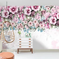 custom self adhesive waterproof wallpaper 3d pastoral pink flowers murals living room bedroom home decor wall sticker tapety %d0%be%d0%b1%d0%be