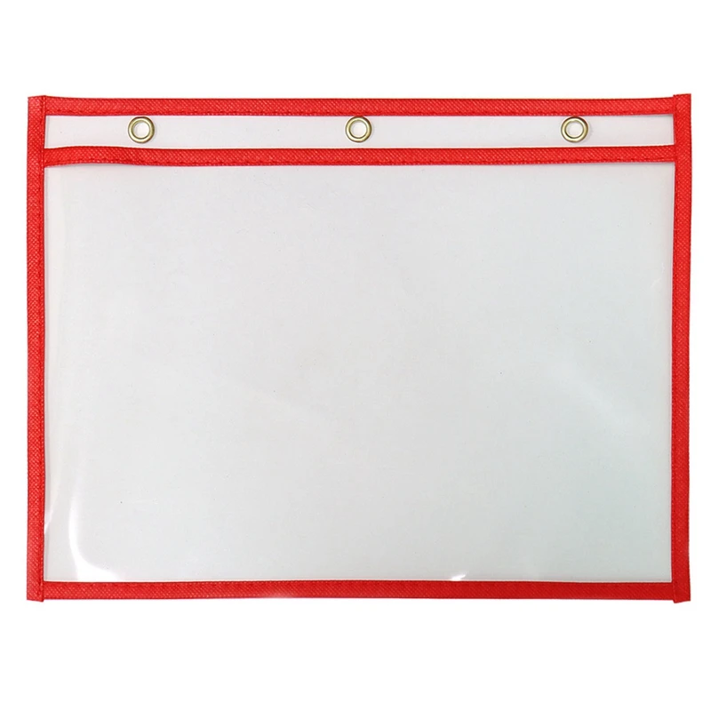 

10PCS School Supplies, Side-Opening 3-Hole Dry Erase Bag, Dry Erase File Bag, Teaching Aids, Reusable