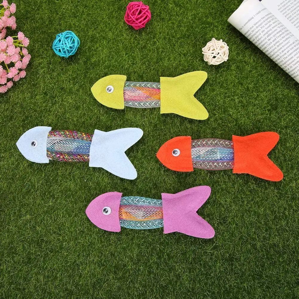 

1pcs Funny Pet Catnip Fish Toy Hose Shaped Spring Interactive Toys Game Colorful Non-Woven I7A1