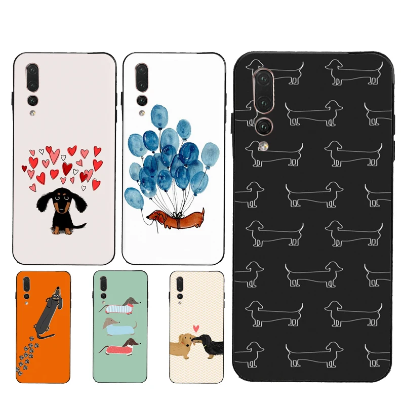 Мультяшный чехол с таксой сосиской собакой для Huawei P30 P20 P40 Lite P Smart 2019 2021 Nova 5T Honor 50 Pro