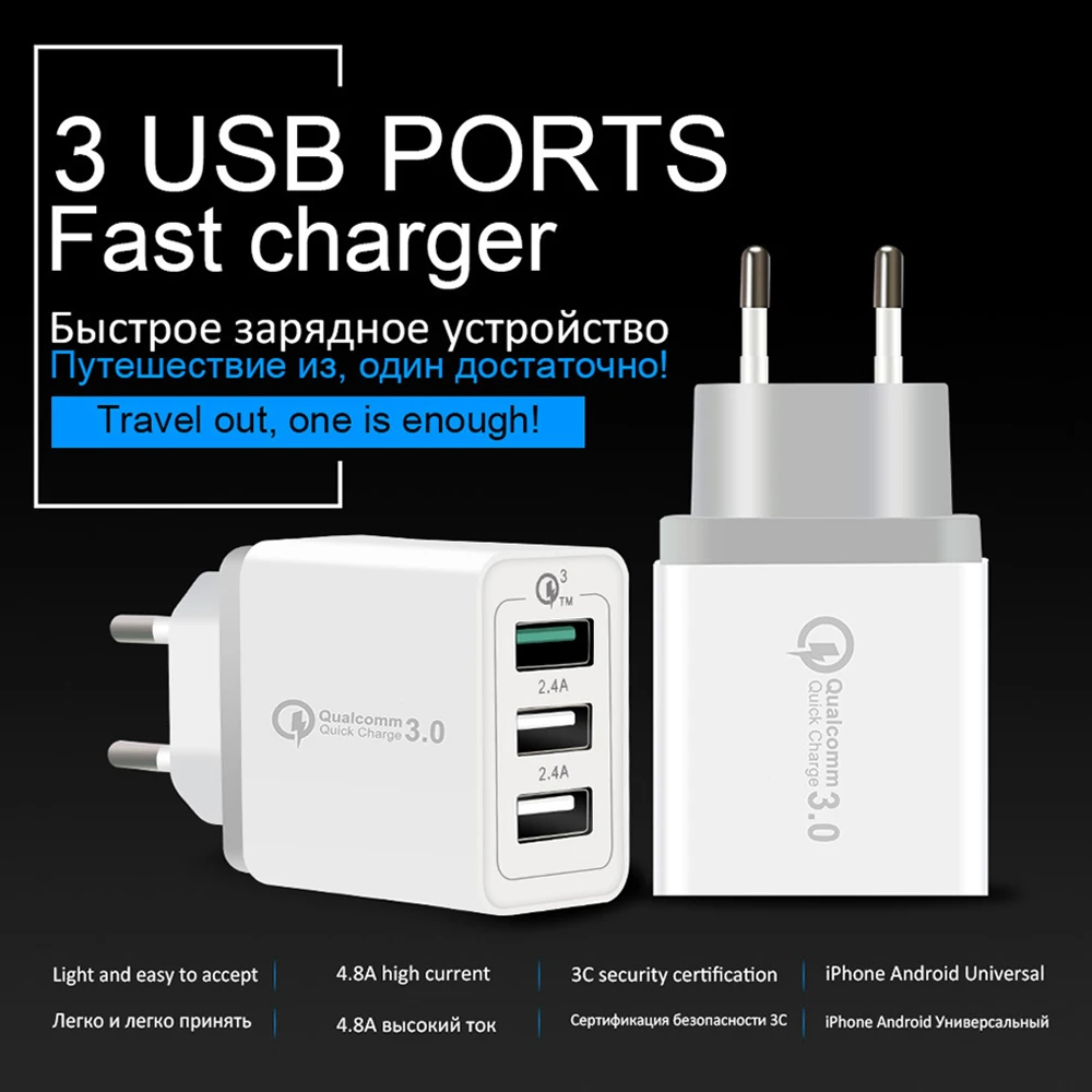 Sindvor 3 порта Быстрый QC3.0 USB зарядное устройство адаптер для iPhone Samsung мобильный