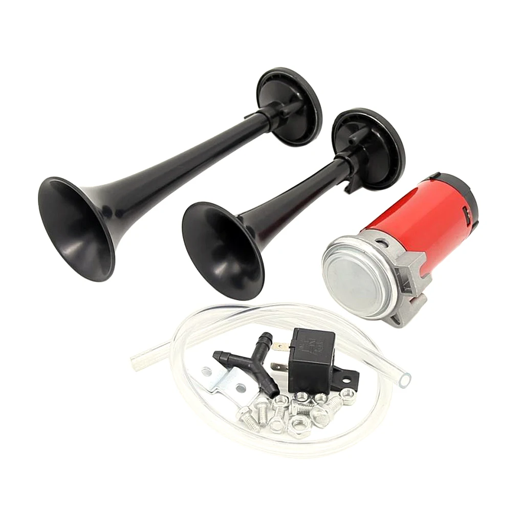 12V DC двойной трубой воздушный рожок компрессор комплект Мощный Громкий 130 дБ для