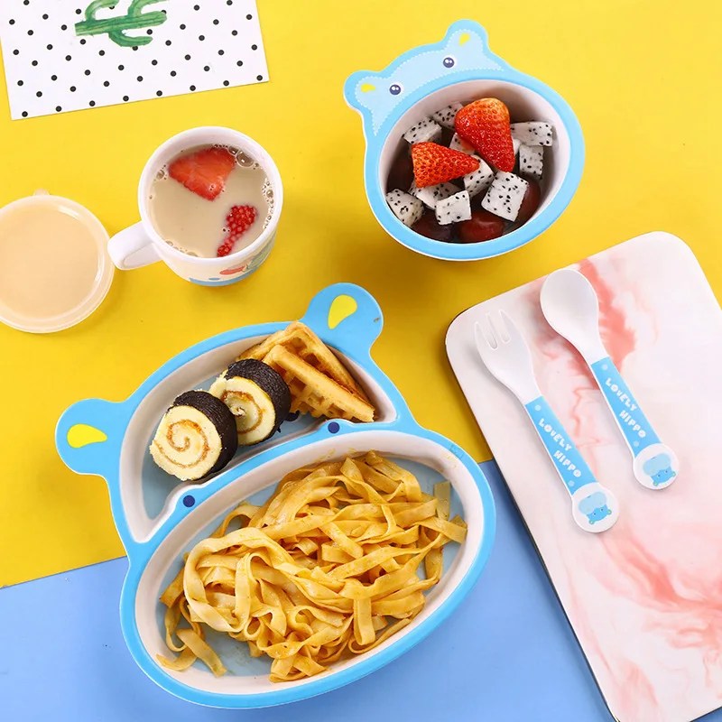 Прикусы 5 шт./компл. столовая посуда для кормления ребенка бамбуковая разделенная