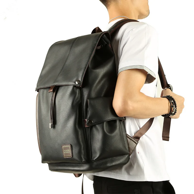 

Backpack leather men's travel bag fashion men's backpack large-capacity leather student school bag