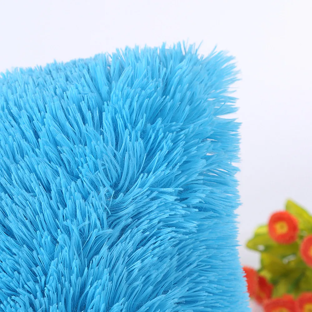 

Solid-color cushion cover plush pillowcase sofa waist cushion cover fluffy square sofa sleep