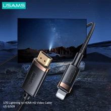 USAMS 2m 1080P Ultra HD Lightning to HDMI-Compatible Audio Video Cable For iPhone iPad TV Box Displayer Laptop VR Equipment