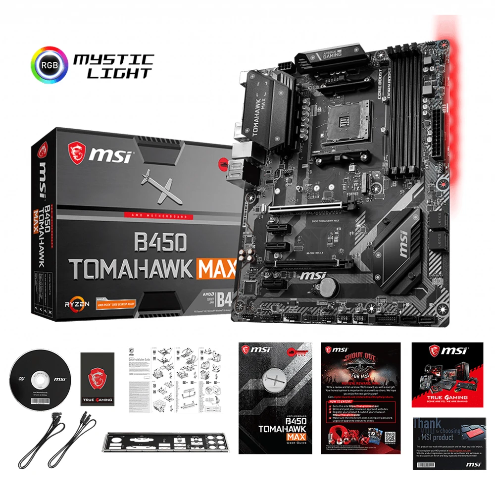 Günstig Original MSI Motherboard B450 Tomahawk Max AMD Ryzen 3rd CPU AM4 Gaming M.2 USB 3,1 4xDDR4 Crossfire ATX B450 Marke Mainboard