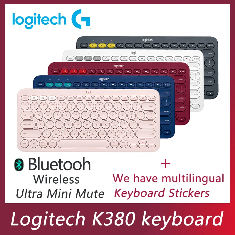 Logitech K380 мульти устройства Bluetooth Беспроводной клавиатура розовый/черный мини