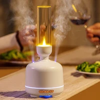 300ml fire candle aroma humidifier double spray nozzle home essentical oil air humificador diffusers low noise night light