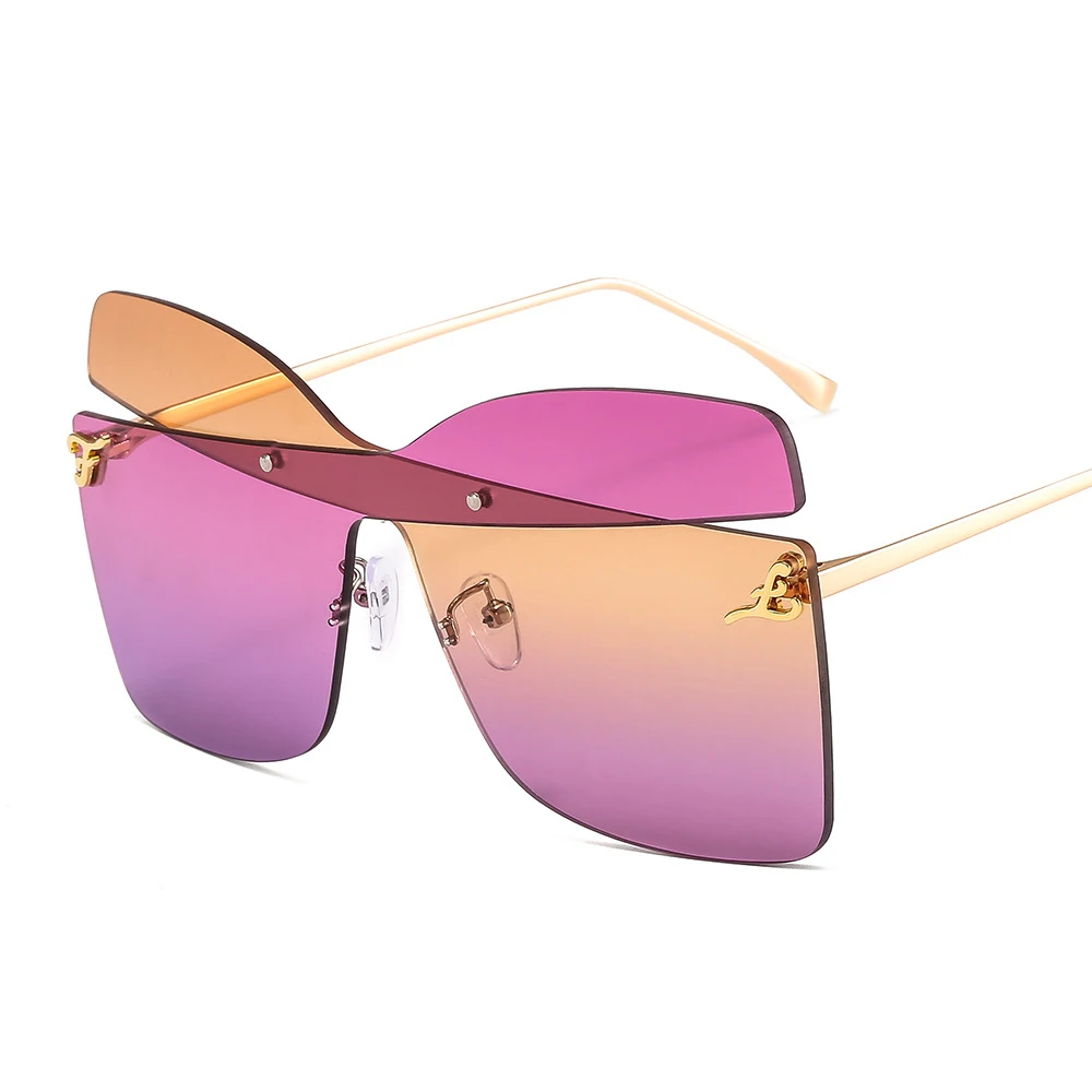 Солнцезащитные очки без оправы для мужчин и женщин квадратные цветные трендовые