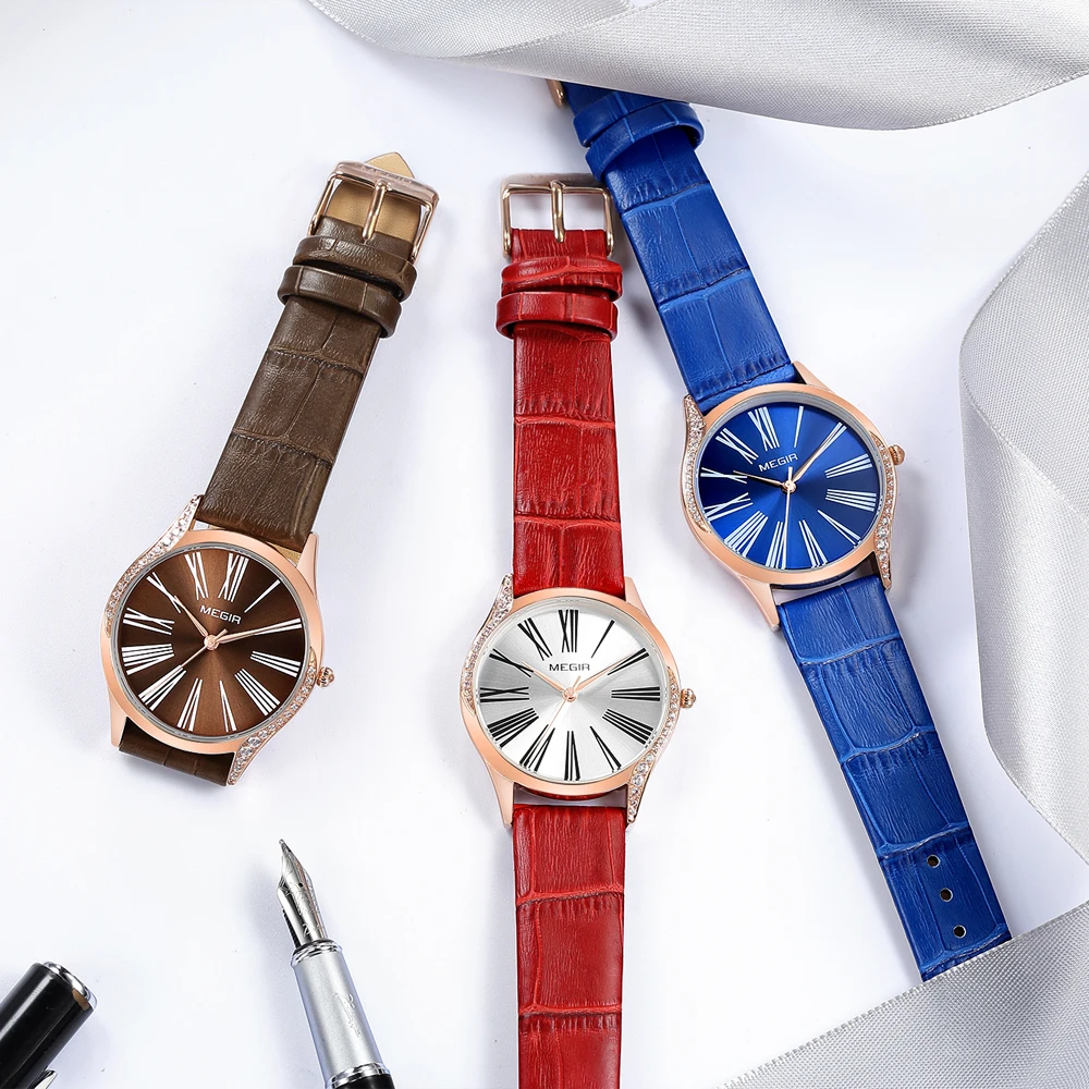 Часы наручные MEGIR женские кварцевые роскошные брендовые модные повседневные