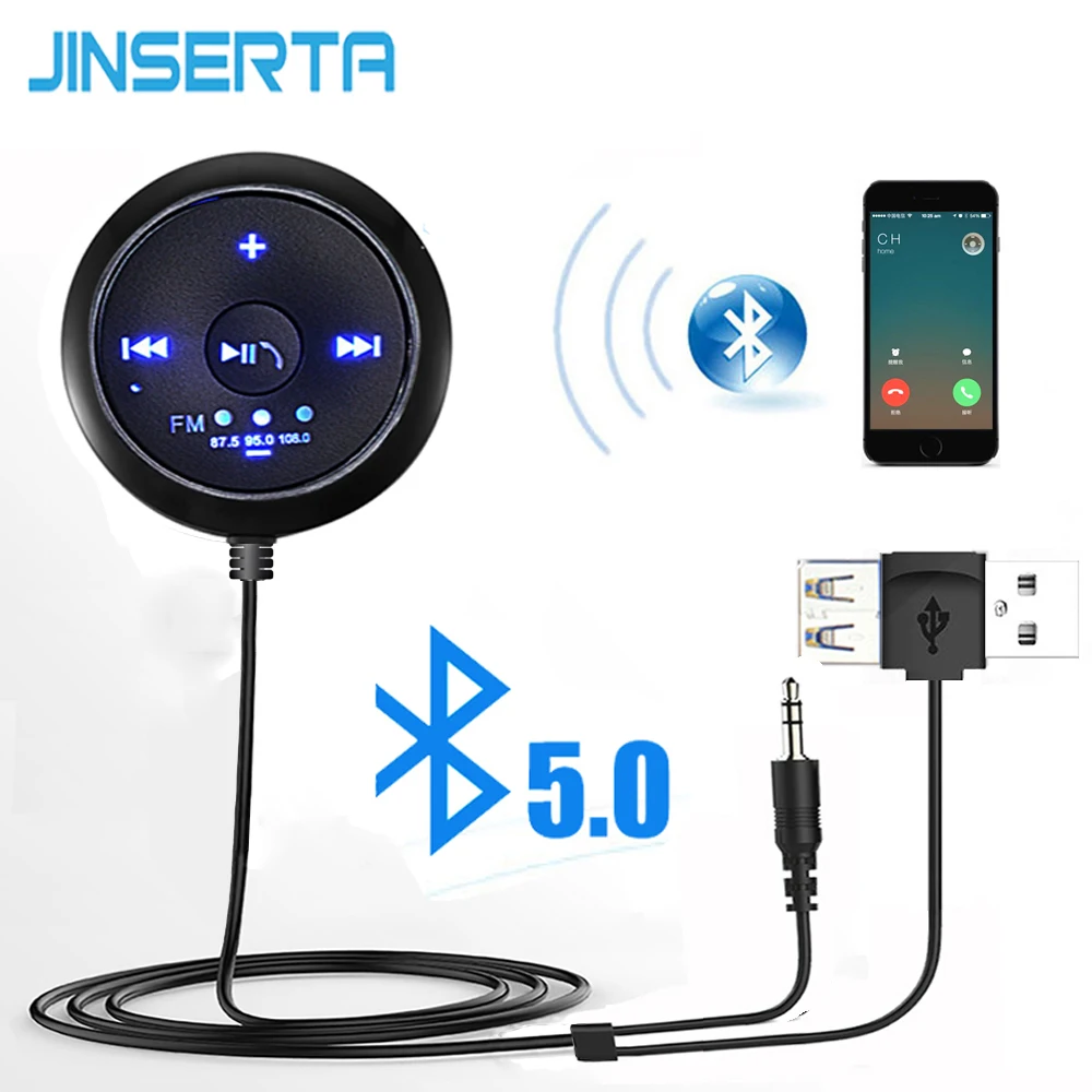 Аудиоприемник JINSERTA 3 5 мм AUX Bluetooth 0 Автомобильный MP3 плеер музыкальный адаптер