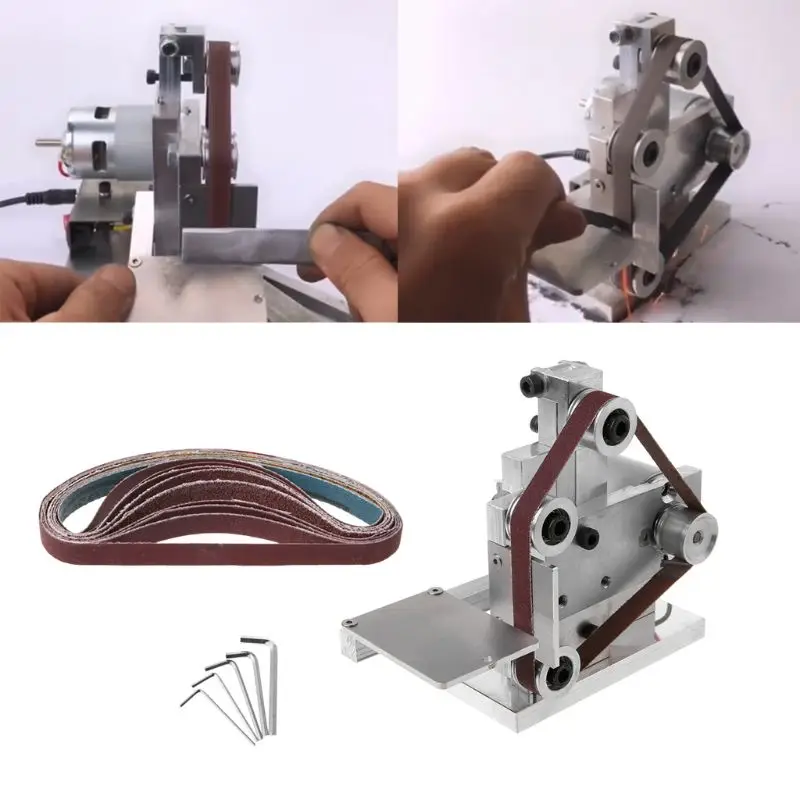 

12-24V Multifunctional Mini Electric Belt Sander Electric Grinder DIY Polishing Grinding Machine Cutter Edges Sharpener