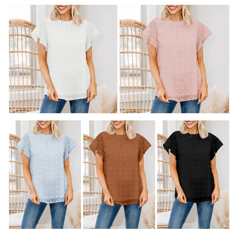 

Chiffon Blouse Women 2021 Summer Shirts & Blouses New V-neck Puff Sleeve Top Women Clothing Work White Shirt