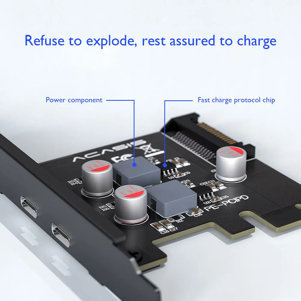

PCIE Riser Expansion Card Intelligent Shunting Dual PD 20W Charging Type C Adapter Card Compatible for Android System