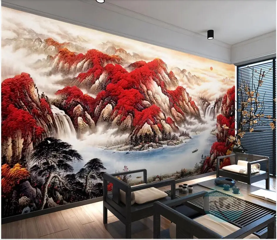 WDBH фотообои на заказ 3d обои в китайском стиле Горный пейзаж домашний декор
