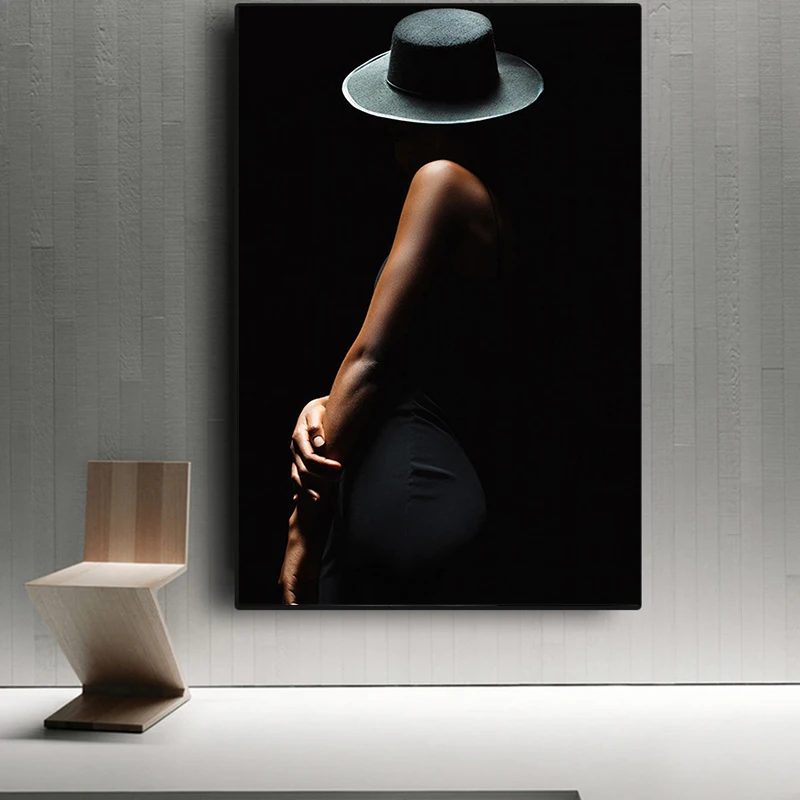 

Modern Sexy Woman Art Body Black Background Posters and Prints Canvas Printing Wall Art Pictures for Living Room No Frame