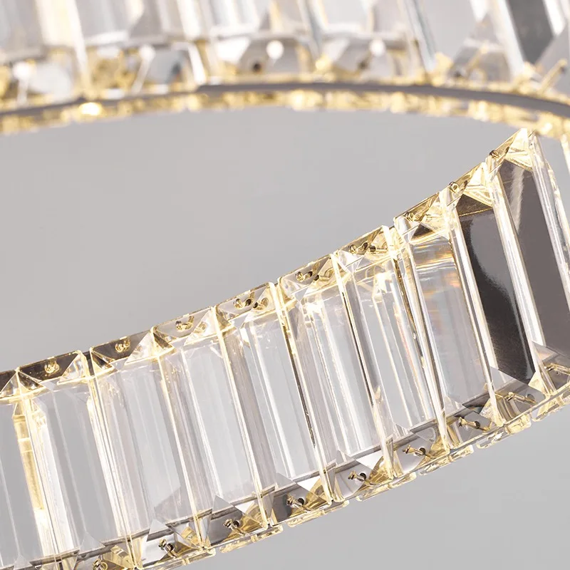 Современное роскошное кольцо с кристаллами круглый подвесной светильник для