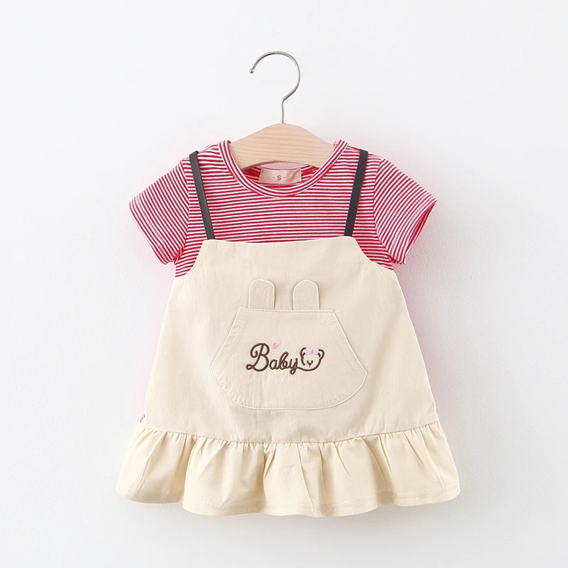 YALOODE летнее платье для маленьких девочек хлопковая одежда в полоску с оборками
