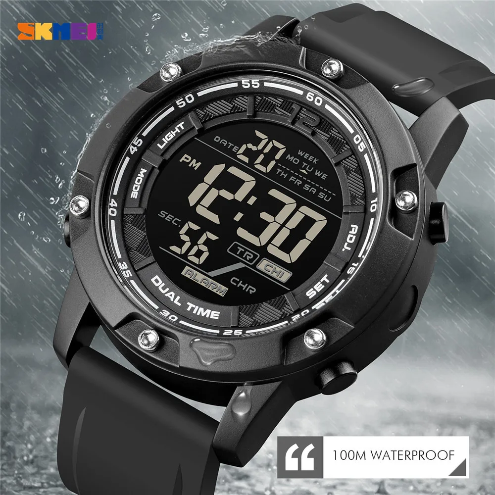 

SKMEI 1762 100M Waterproof Sport Watches Quartz Digital Led Military Male Wristwatch Stopwatch Calendar Relogio Masculino