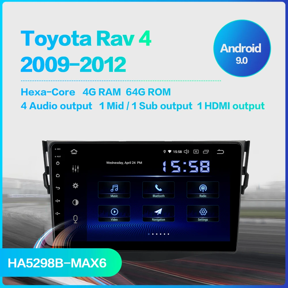 Dasaita " Android 9,0 Автомобильный мультимедийный для Toyota RAV4 РАДИО 2009 2010 2011 2012 Bluetooth gps навигатор 1 Din HDMI