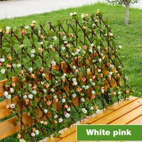 expanding trellis fence wooden hedge with artificial flower leaves uv protected privacy screen for garden fence backyard 40cm