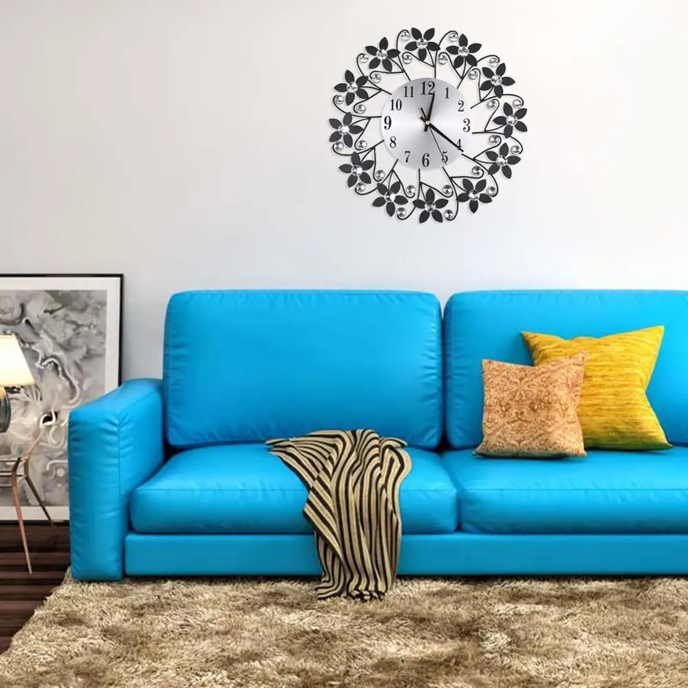 Декоративные металлические настенные часы с кристаллами Sunburst домашнее