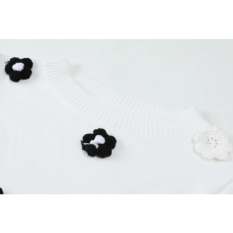 Женский трикотажный укороченный свитер элегантный белый Повседневный топ с