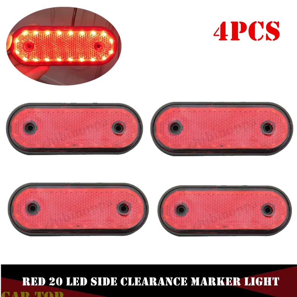 

4PCS Waterproof Side Marker Light Turn Signal Lights 24v LED Lights 20 LED Sealed Reflective Red LED Marker Lights For Trailers