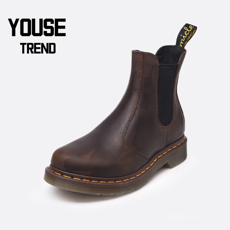 

Women's Autumn & Winter Chelsea Boots Dark Coffee Retro Style Elastic Band Leather Ankle Boots Punk Gothic Boots